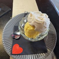 Toasted almond and mango vegan gelato.  at Javalato in Colorado Springs