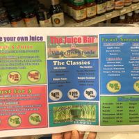 Juice menu at Village Health Foods in Modesto