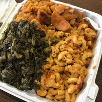 Mac and cheese, collard greens and yams at ELife in Washington