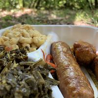 “Wings” + sausage and peppers + greens + mac and cheese... at ELife in Washington
