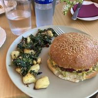 Vegan burger  at Nur Natural Bistrot in Fuerteventura