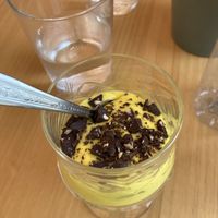 Vegan coconut and curcuma dessert  at Nur Natural Bistrot in Fuerteventura