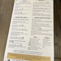 Menu as of 5/31/25  at Zito Greek Kitchen  in Mt Airy