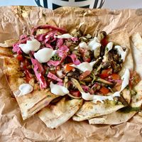 Oyster mushroom flatbread  at Chamo in Dubai