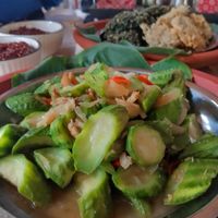Sauteed baby loofahs at Warung Fibonacci in Ubud