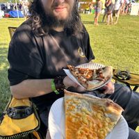 My amazing man gathering the vegan treats. I forget what he found for himself    at Ian's Pizza in Milwaukee