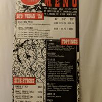 Vegan menu, front at Ian's Pizza in Milwaukee