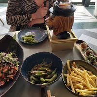 Vegan croquettes, salad, chips, edamame, beast cocktail  at Iroko in Mallorca