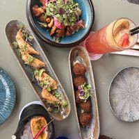 Croquettes, gyozas and cauliflowerr  at Iroko in Mallorca