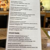 Vegan menu  at Brass Kitchen & Bar in Steamboat Springs