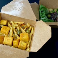 pasta alla caponata + crispy tofu + side salad - ricotta (takeout) at Due' Cucina  in Seattle