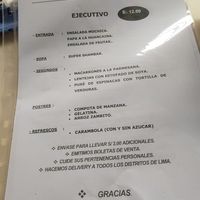 Menu of the day from May 8, 2023 at Sampe's Restaurante Vegetariano in Lima