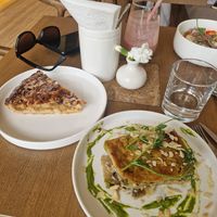 Lasagna, salad, and apple tart at Goodies - Полезные десерты in Minsk