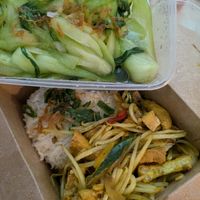 Tofu rice and greens at Pho Ngoc Hiep Restaurant in South East London