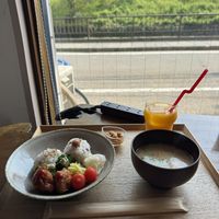 Breakfast set   at Mameraku - まめ楽 in Matsuyama