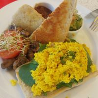Vegan brunch plate at Pancake Rocks Cafe in West Coast