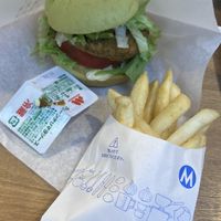 Plant based burger and fries   at Mos Burger - Ikebukuro Nishiguchi-Shop in Tokyo
