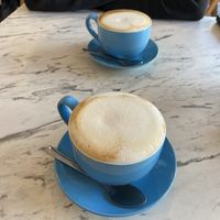 Cappuccino with soya  at Ella's Cafe Lounge in Paignton