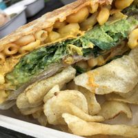 Buffalo chikn Mac crunch wrap at Pingala Cafe in Burlington