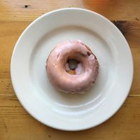 Strawberry rose donut at Pingala Cafe in Burlington