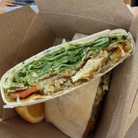 brunch crunch wrap (with mixed greens instead of jalapeños)  at Pingala Cafe in Burlington