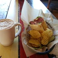 Pulled BBQ Jackfruit with Latte (with Maple and Hemp Milk) at Pingala Cafe in Burlington