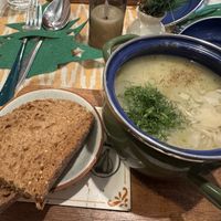 Asparagus soup, with dried dill    at Mama's Soup in Haarlem