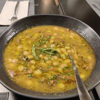 "Pochas" Bean stew with mushrooms and asparagus at Restaurante Albalá in Jerez