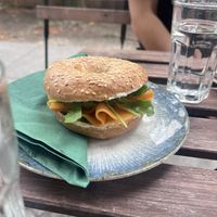 Vegan salmon bagel  at Café Vegardie in Berlin