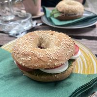 Pesto bagel  at Café Vegardie in Berlin