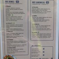 Menu at La Cantine de Sam - Rue Androuet in Paris