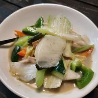 Thai green veg tofu curry at Fire & Stone in Moreton Island