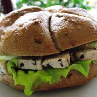 Awesome Vegan Tofu Sandwich  at Zelen Bio in Sofia