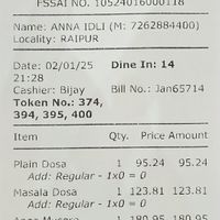  at Anna Idli in Raipur