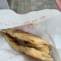 (Lukewarm) half sheet of green onion pancake  at Twins Donuts - 雙胞胎甜甜圈 in Taipei