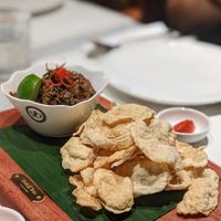 Vegan Eggplant Goreng Dip with Emping Cracker at Violet Oon Singapore at Dempsey in Central Singapore