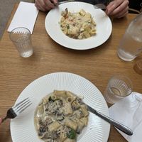 Vegan “Chicken parmesan” and mushroom pasta. Big portions and very delicious! A bit salty, so ask less salt if you dont like it  at Subs & Pasta  in Mariehamn