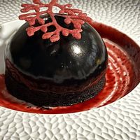 Candy Bar Mousse Cake. Beyond being fun to look at, it’s fun to eat. Tastes like an elevated childhood treat and it got better and better with each bite.   at Reverie Restaurant and Cocktail Bar in Brooklyn