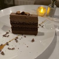 Layered chocolate cake   at Reverie Restaurant and Cocktail Bar in Brooklyn