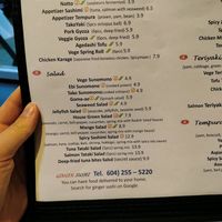 Loads of veggie salads and appetizers at Ginger Sushi in Vancouver