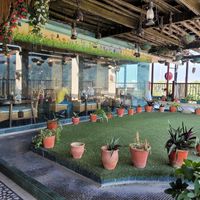 Outdoor rooftop terrace at The Sitting Elephant in Rishikesh