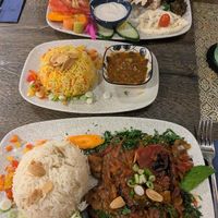 Moussaka, Falafel und gewürzter Reis at Najm Restaurant - مطعم النجم in Passau