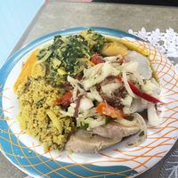 Our hot meal! Yum!   at Mokocho Cuisine in Castries City
