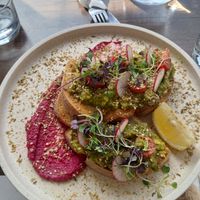 Avo toast at Gather & Grounds Cafe  in Glenelg