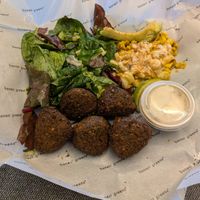 Falafel with street corn at Honest Greens - Pozuelo in Madrid
