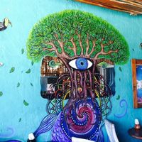 Creative art, colorful space in El Vegetariano at Vegetariano Mar y Tierra in Tulum
