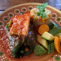 Chile verde (vegan) - was not impressed at Vegetariano Mar y Tierra in Tulum