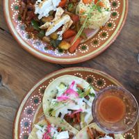 Shamde and vegan tacos at Vegetariano Mar y Tierra in Tulum