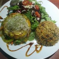 Veggie lasagna side of quinoa  at Ocean Park Cafe in San Juan