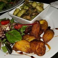 vegan gnocchi with maduros on the side at Ocean Park Cafe in San Juan